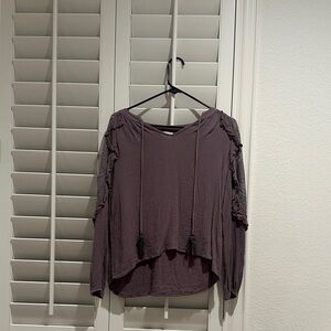 Knox Rose Mauve Blouse with Tassel Accents
